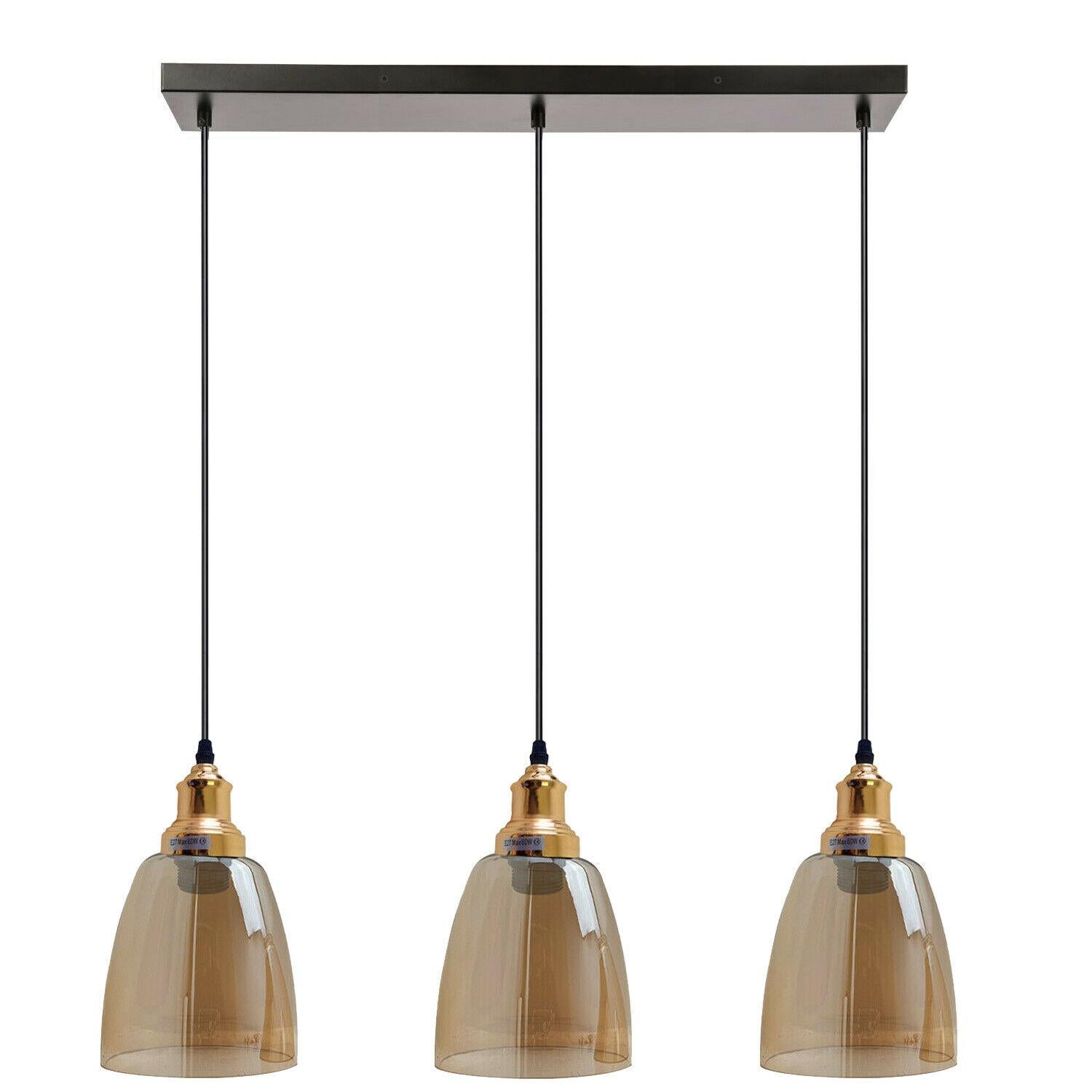 3 Outlet Industrial Retro Loft Glass Ceiling Lampshade Pendant Light~1428 - LEDSone UK Ltd