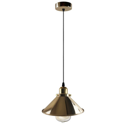 Moderne industriel français or suspendu plafond pendentif lumière métal cône forme éclairage intérieur pour chambre à coucher, cuisine, salon ~ 1171