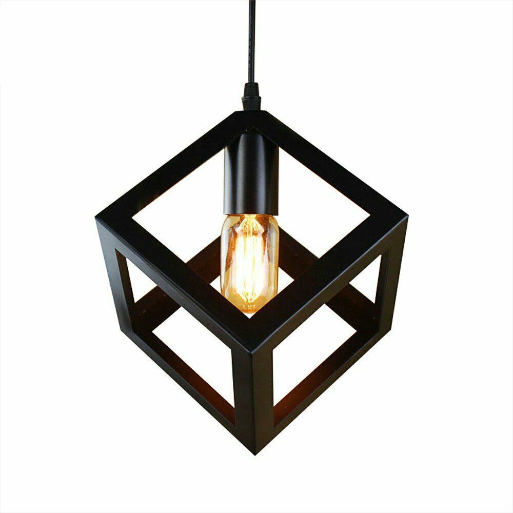 Vintage Industrial 1/3 Light Black Square Cluster Pendant Light Fitting~1256 - LEDSone UK Ltd