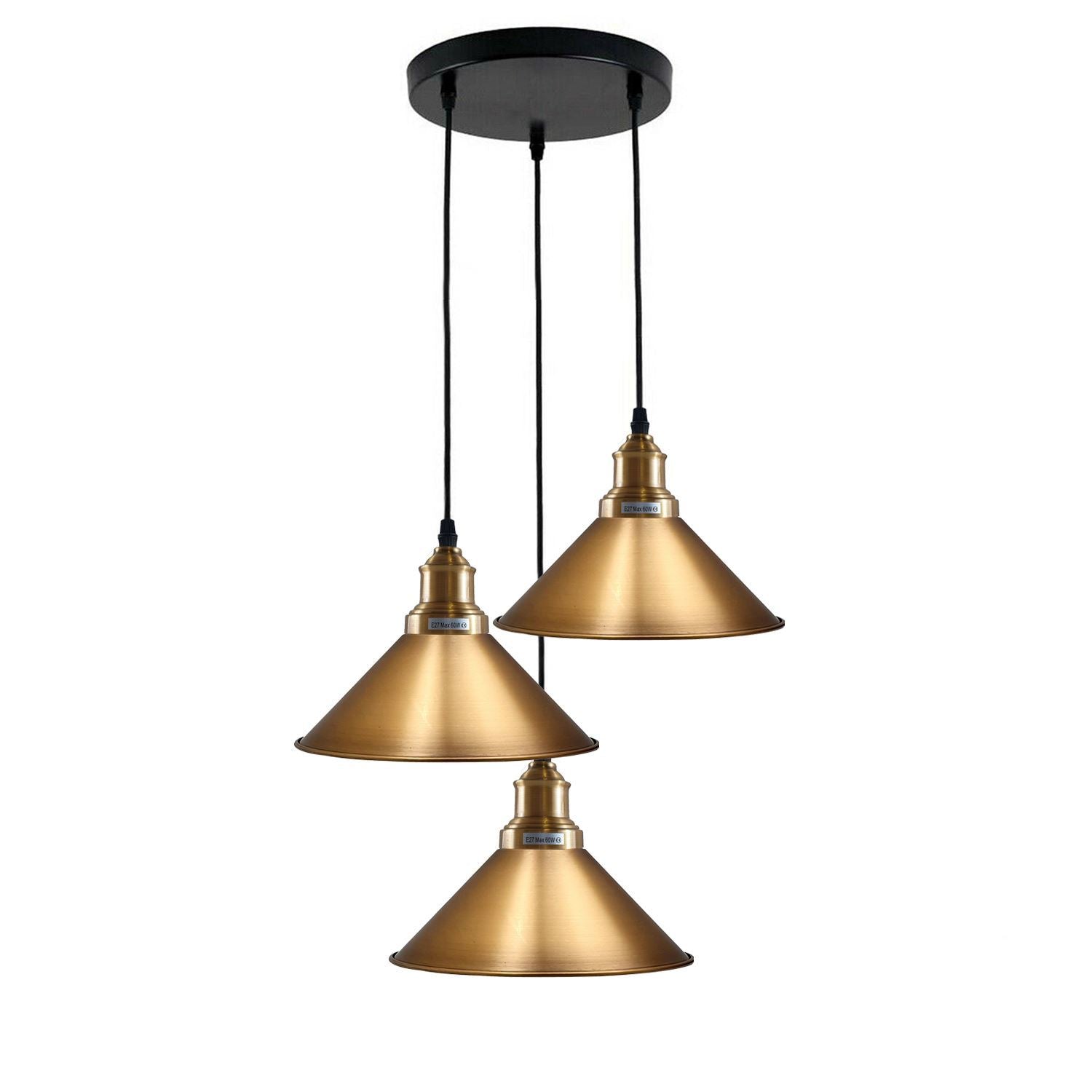 3 Head Ceiling Light, Multi Color Cluster Ceiling Hanging Lamp, Pendant Light Fixture with Cone Metal Shade~1302 - LEDSone UK Ltd