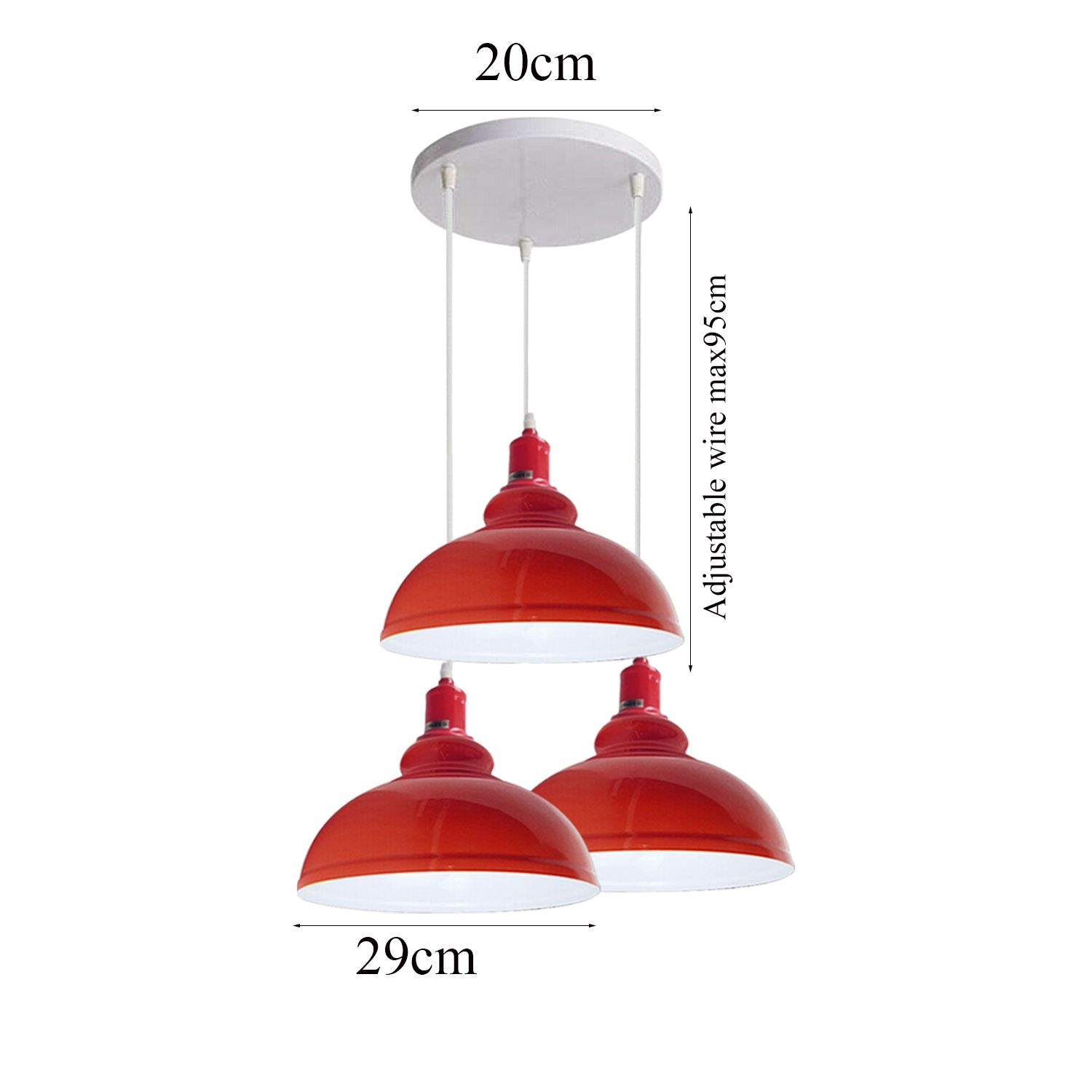 3 Ceiling lamp Pendant Cluster Light Modern Light Fitting Red/Black Lampshades~1356 - LEDSone UK Ltd