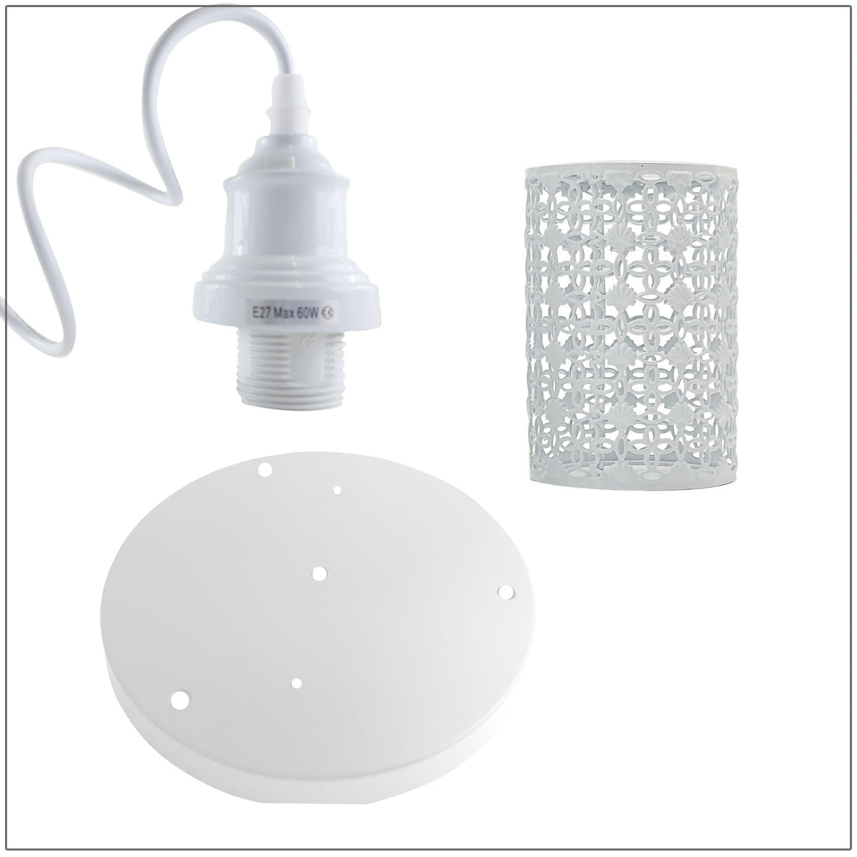 4 Out Let White Set Adjustable Hanging Pendant Ceiling Light E27 Base~1593 - LEDSone UK Ltd