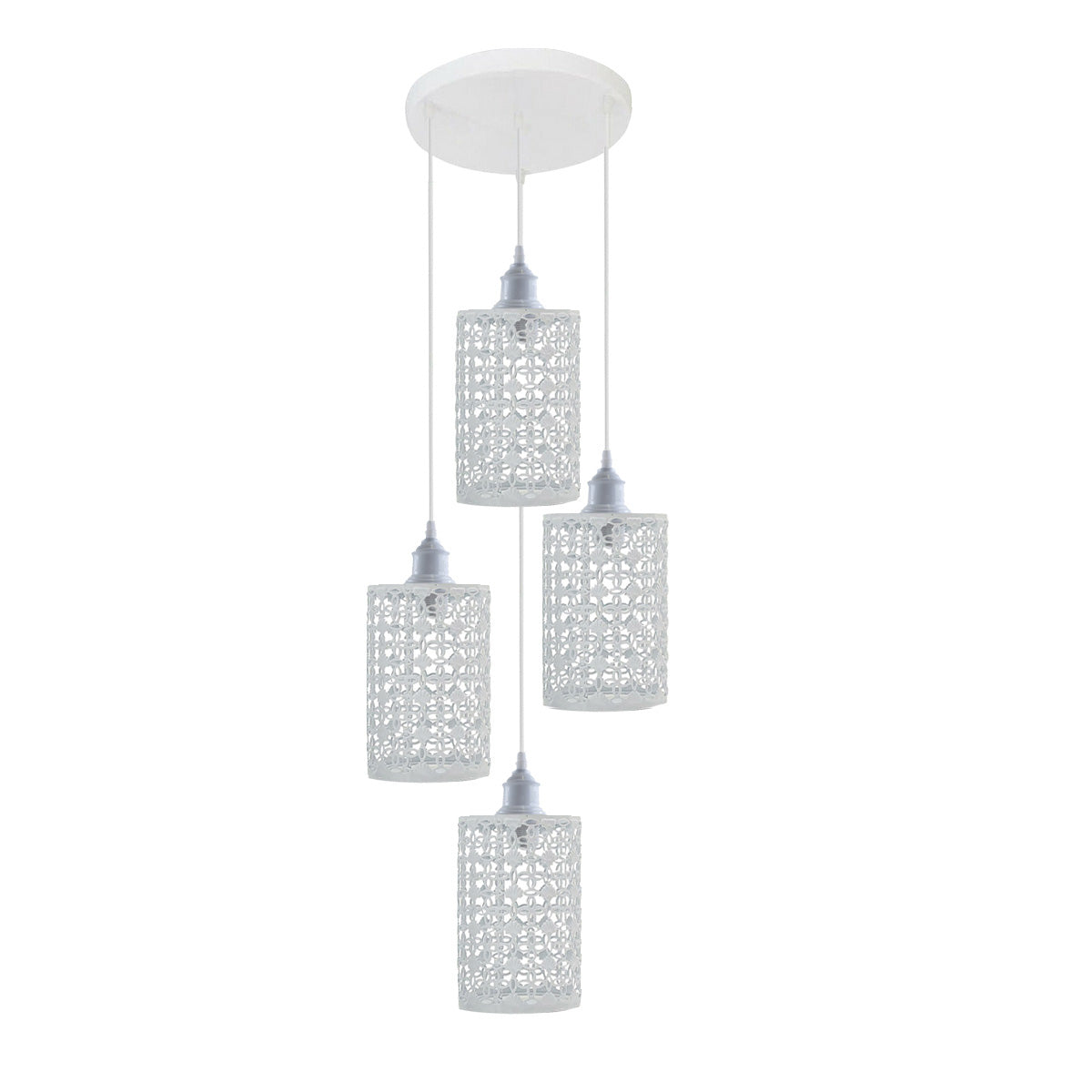 4 Out Let White Set Adjustable Hanging Pendant Ceiling Light E27 Base~1593 - LEDSone UK Ltd