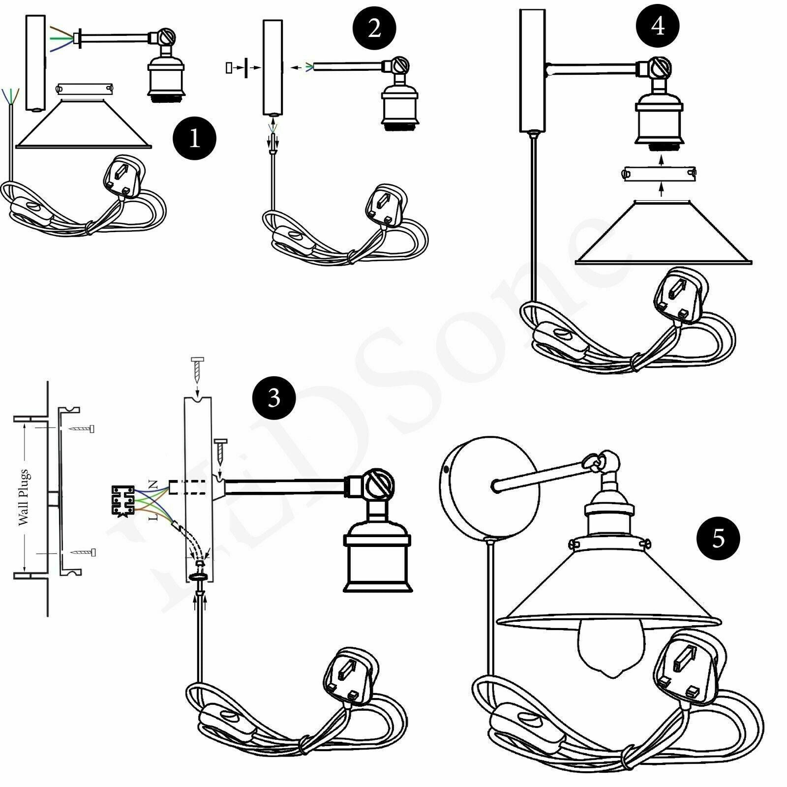 Retro Wall Lights E27 Adjustable Wall Arm Industrial Wall Light Fixtures Sconce Lamp for Loft Coffee Bar~1279 - LEDSone UK Ltd