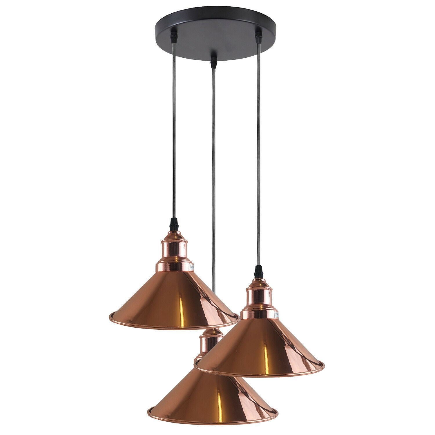 3 Head Ceiling Light, Multi Color Cluster Ceiling Hanging Lamp, Pendant Light Fixture with Cone Metal Shade~1302 - LEDSone UK Ltd