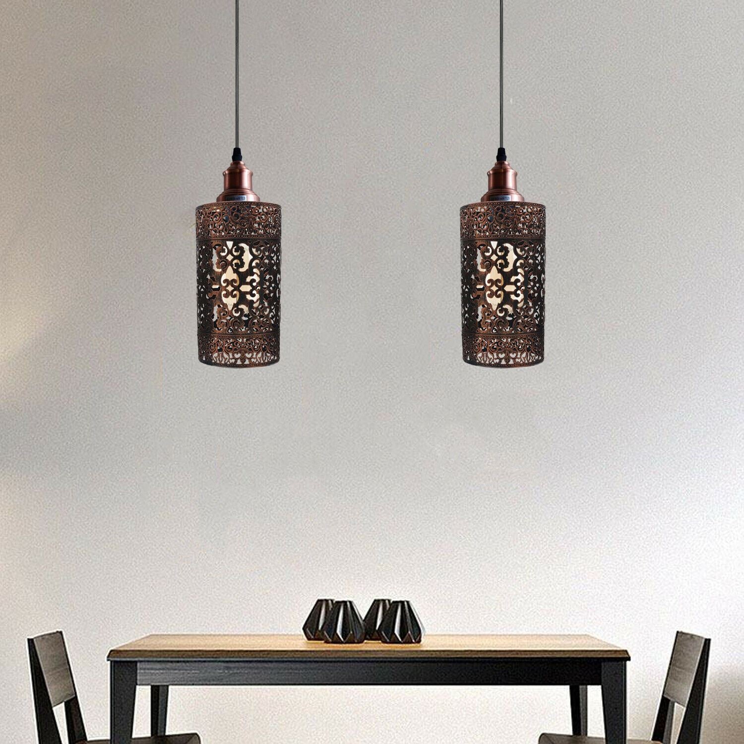 Vintage Modern Metal Cage Ceiling Pendant Light Adjustable Lamp Shade - Application Image 2