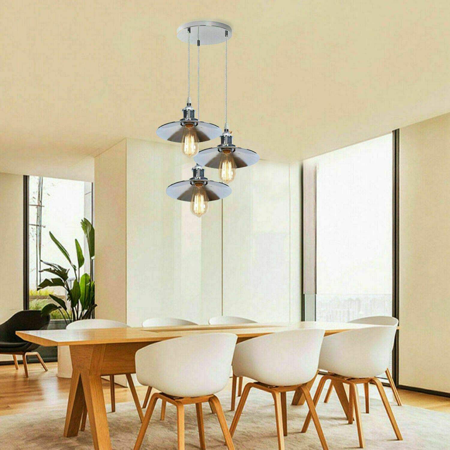 Vintage  Modern Metal Ceiling Pendant Light Chrome Hanging Lamp With 95cm Adjustable Wire~1337 - LEDSone UK Ltd