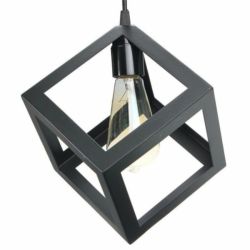 Vintage Industrial 1/3 Light Black Square Cluster Pendant Light Fitting~1256 - LEDSone UK Ltd