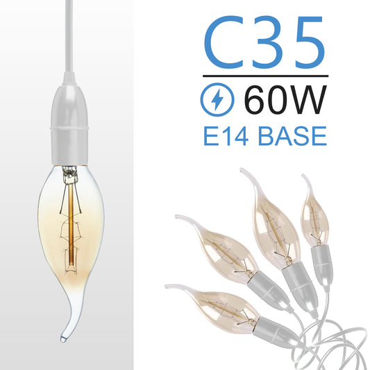 Ampoule à bougie rétro Vintage C35, Style Edison à Filament, lampe à bougie 60W ~ 4063