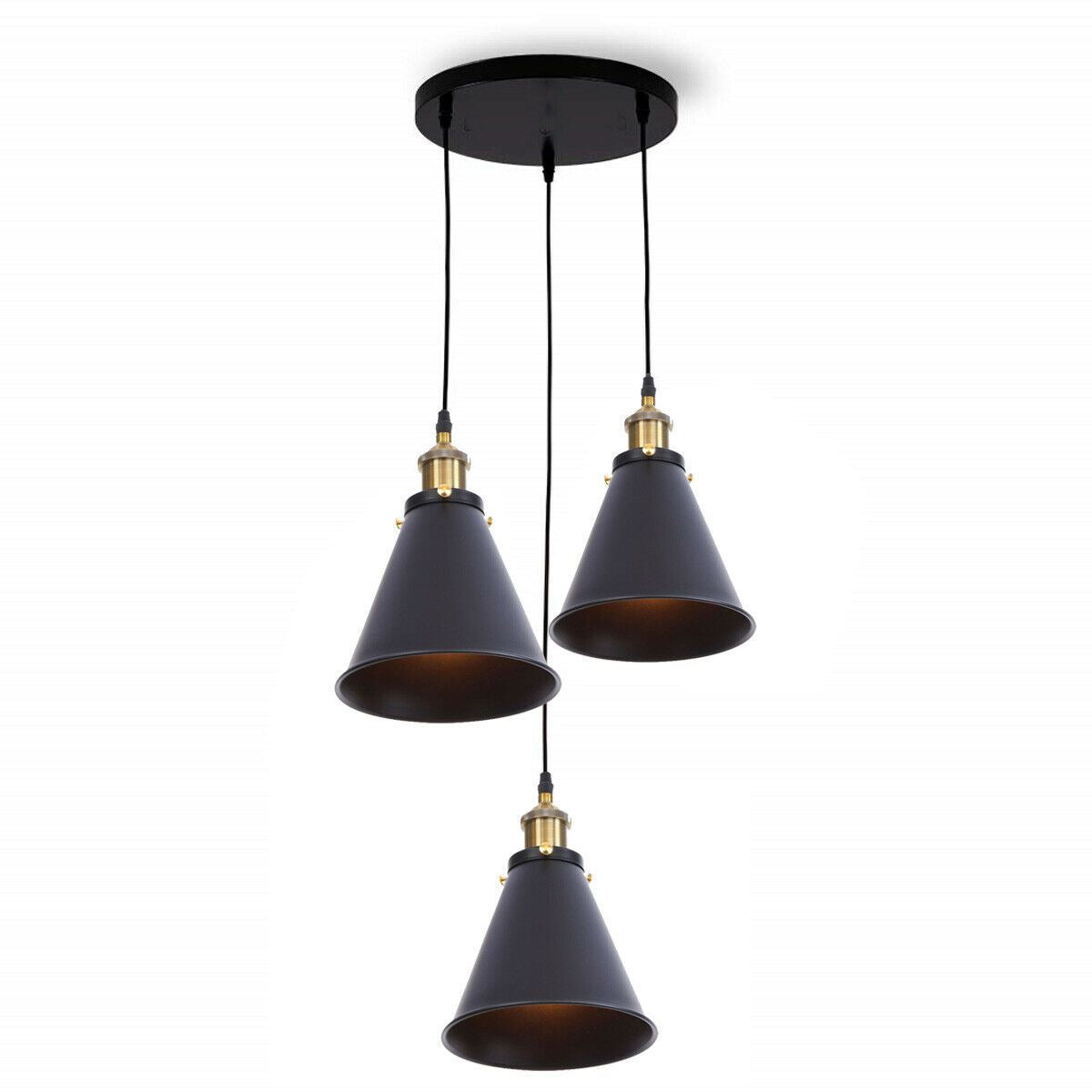 Retro Industrial 3- Head  Vintage Round Base Pendant  Celling light~3385 - LEDSone UK Ltd