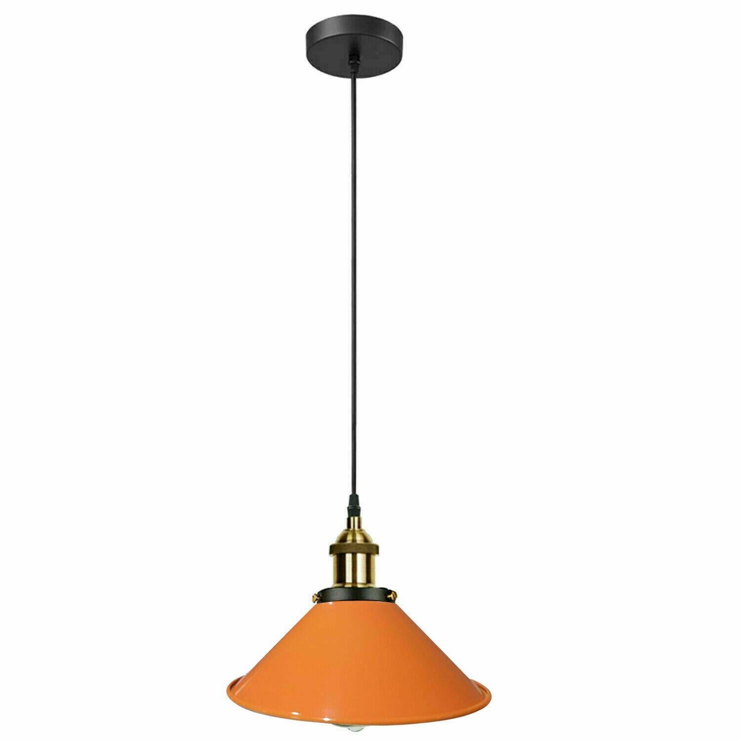 Vintage Modern Orange Metal Shade Ceiling Pendant Light Indoor Light Fitting With 95cm Adjustable Wire~1271 - LEDSone UK Ltd