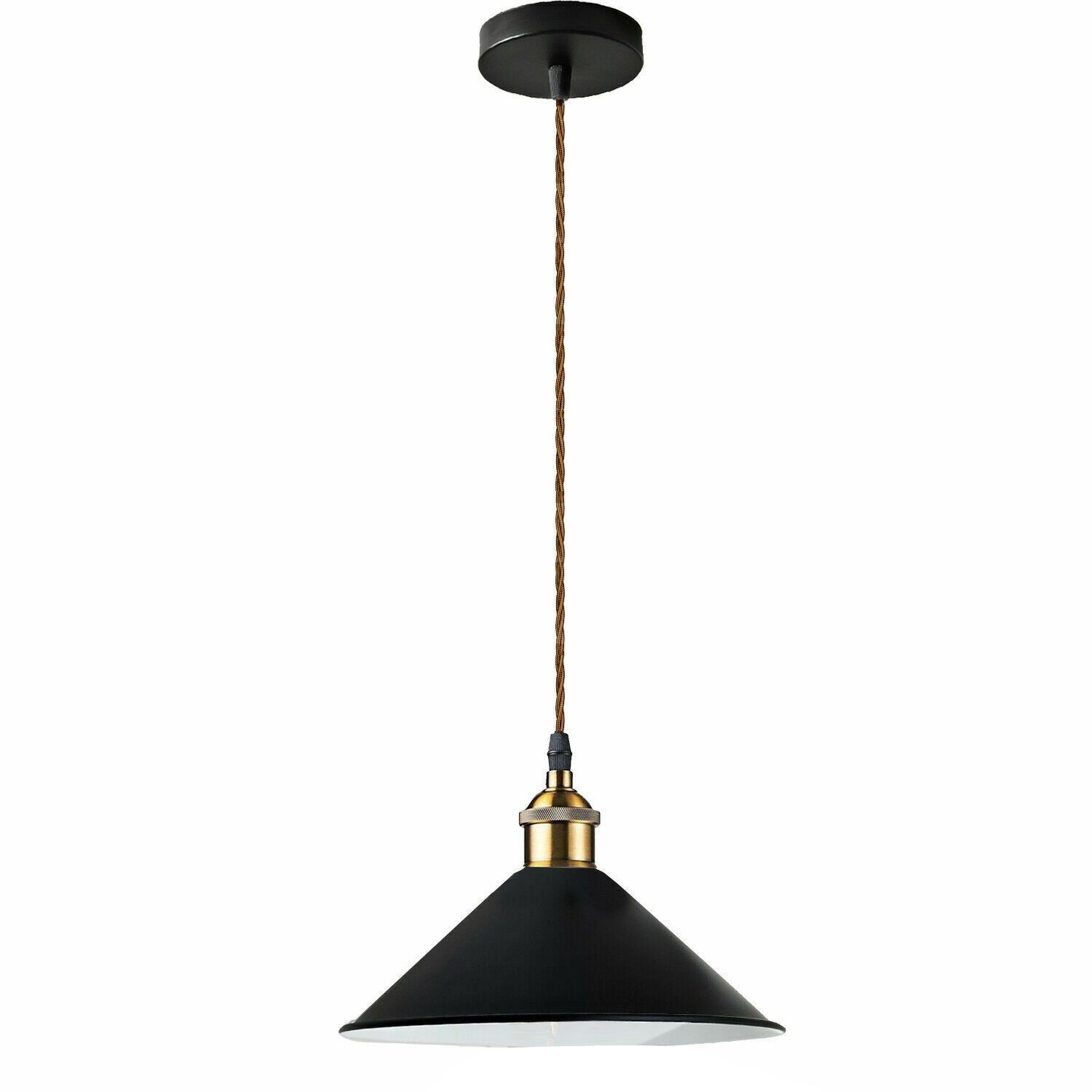 Retro Industrial Black Ceiling Pendant Light Metal Lamp Shade With 95cm Adjustable Cable~1354 - LEDSone UK Ltd