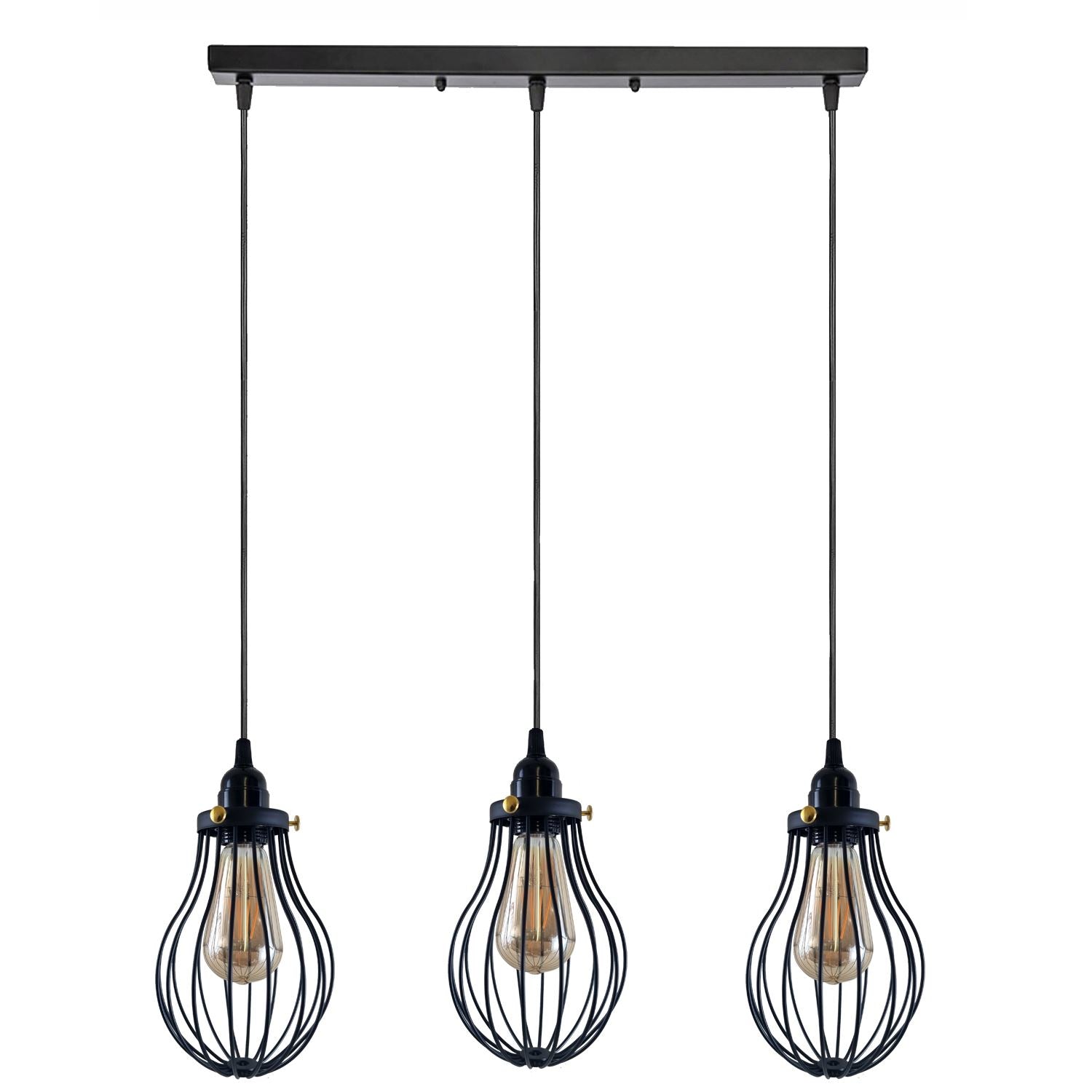 Retro Industrial Black Indoor Hanging Adjustable Pendant Light Big Vase Cage Ceiling Chandelier~3398 - LEDSone UK Ltd