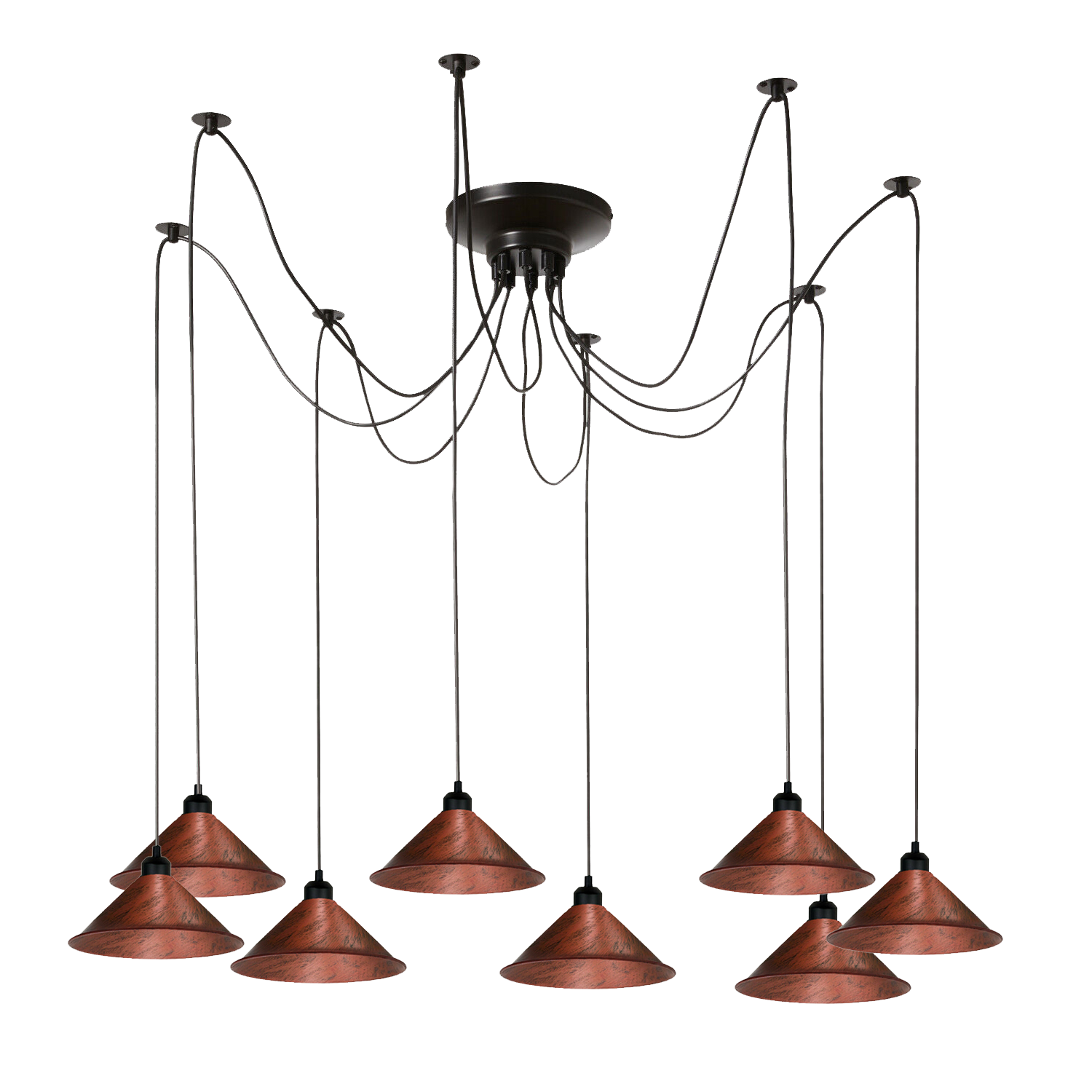 Modern Industrial Rustic Red Spider Ceiling Pendant Light Metal Cone Shade Indoor Hanging Light~1000 - LEDSone UK Ltd