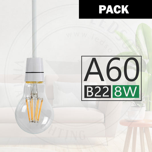 A60 B22 8W Pack Style Baïonnette Ampoules LED Rétro Vintage Blanc Froid ~ 4096