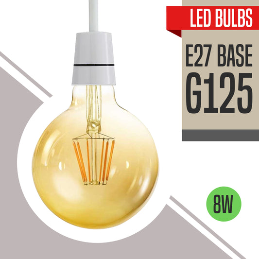 Vintage LED Light Bulb - 8W E27 Dimmable G125