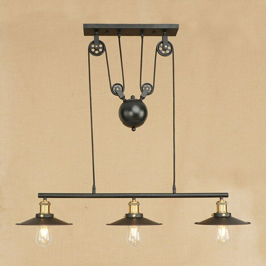 E27 Vintage Pulley Pendant Pipe Light Hanging Triple lamp|Ledsone.co.uk