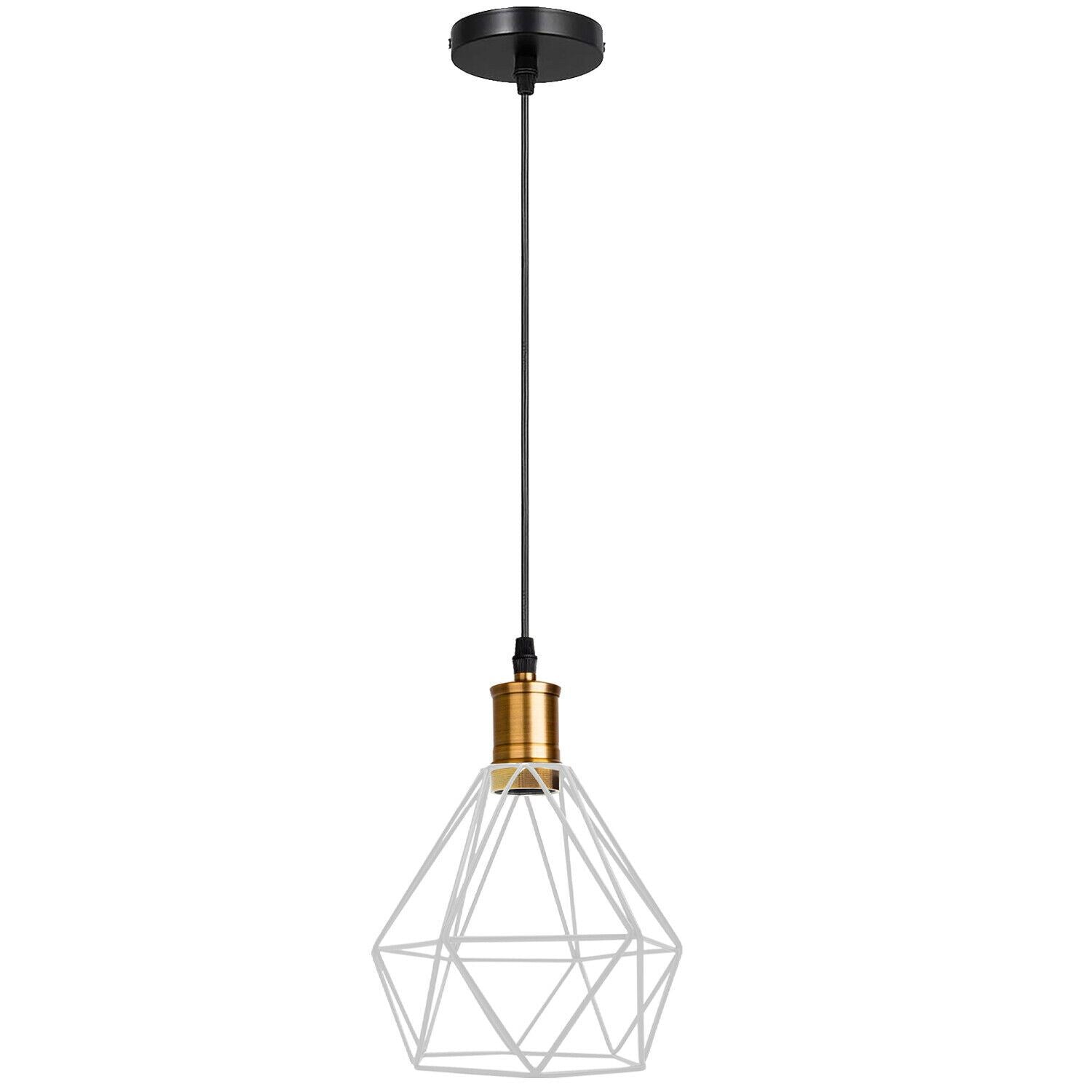 Modern Vintage Diamond Cage Ceiling Pendant Light Fitting Geometric Wire Cage Style Hanging Indoor Lights with 95cm Adjustable Wire~1266 - LEDSone UK Ltd