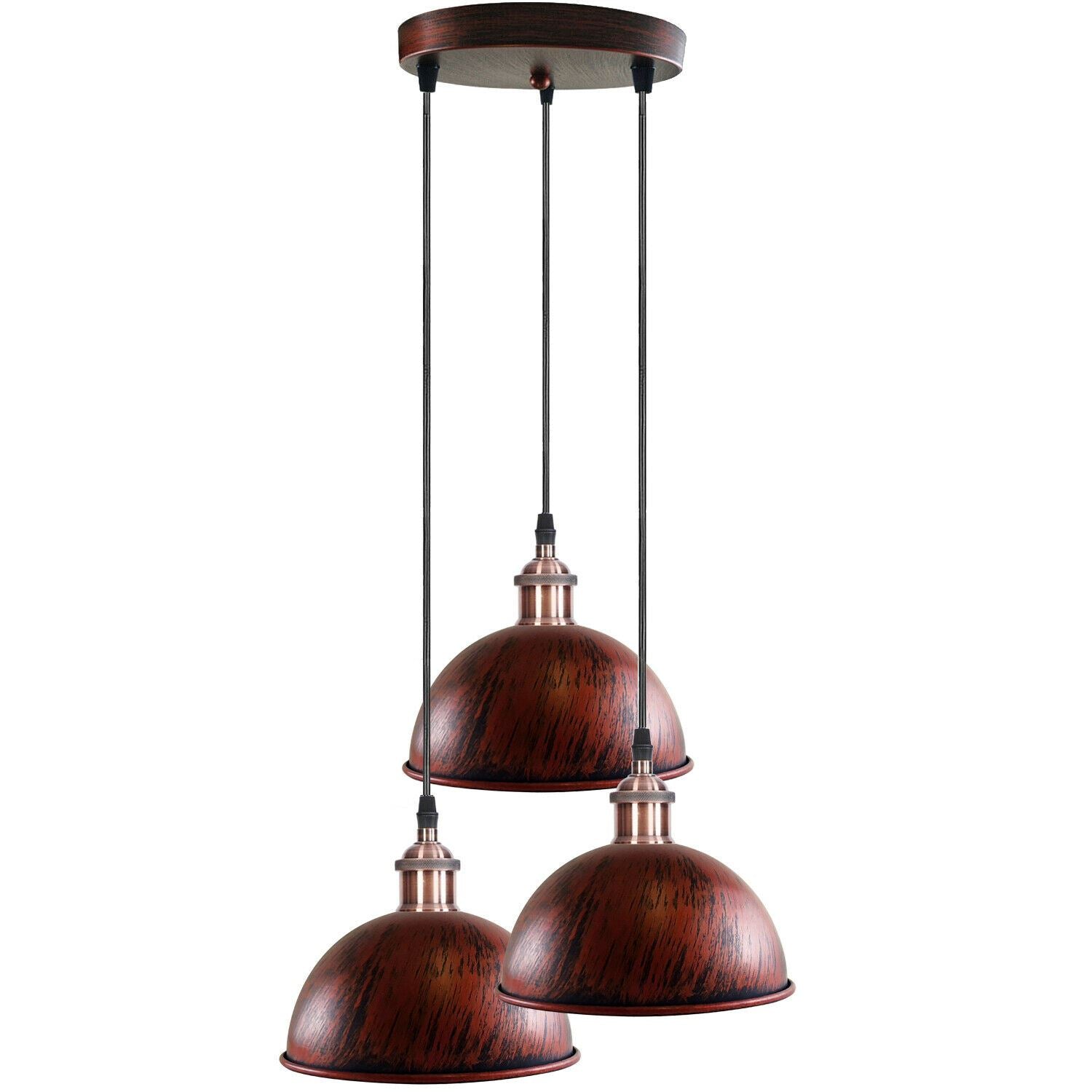 Vintage Industrial Retro 3Head Dome Ceiling Pendant Lamp Shade Light Kit