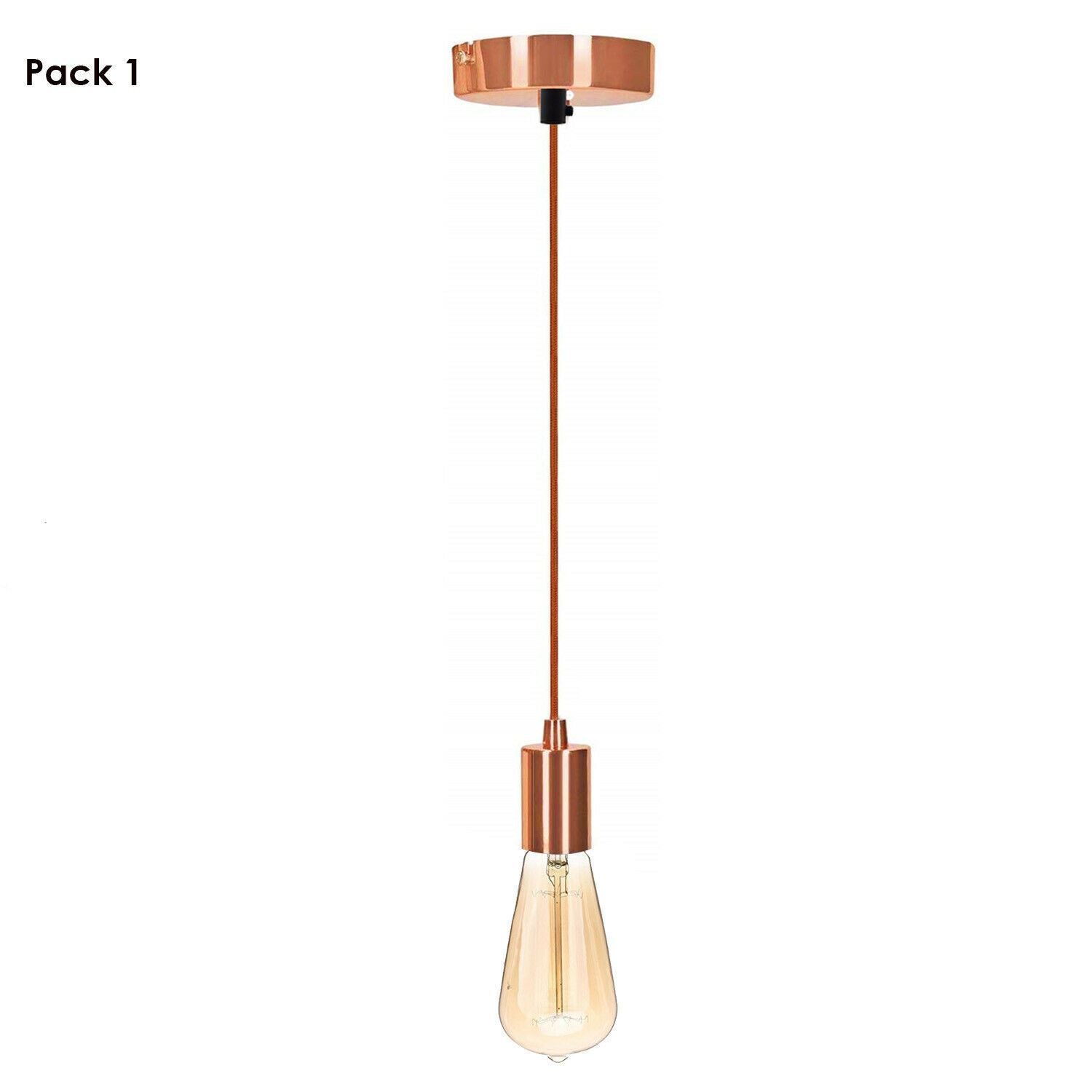 Suspended Ceiling Rose Braided Fabric Flex Rose Gold Pendant Lamp Holder Light Fitting Lighting~1252 - LEDSone UK Ltd