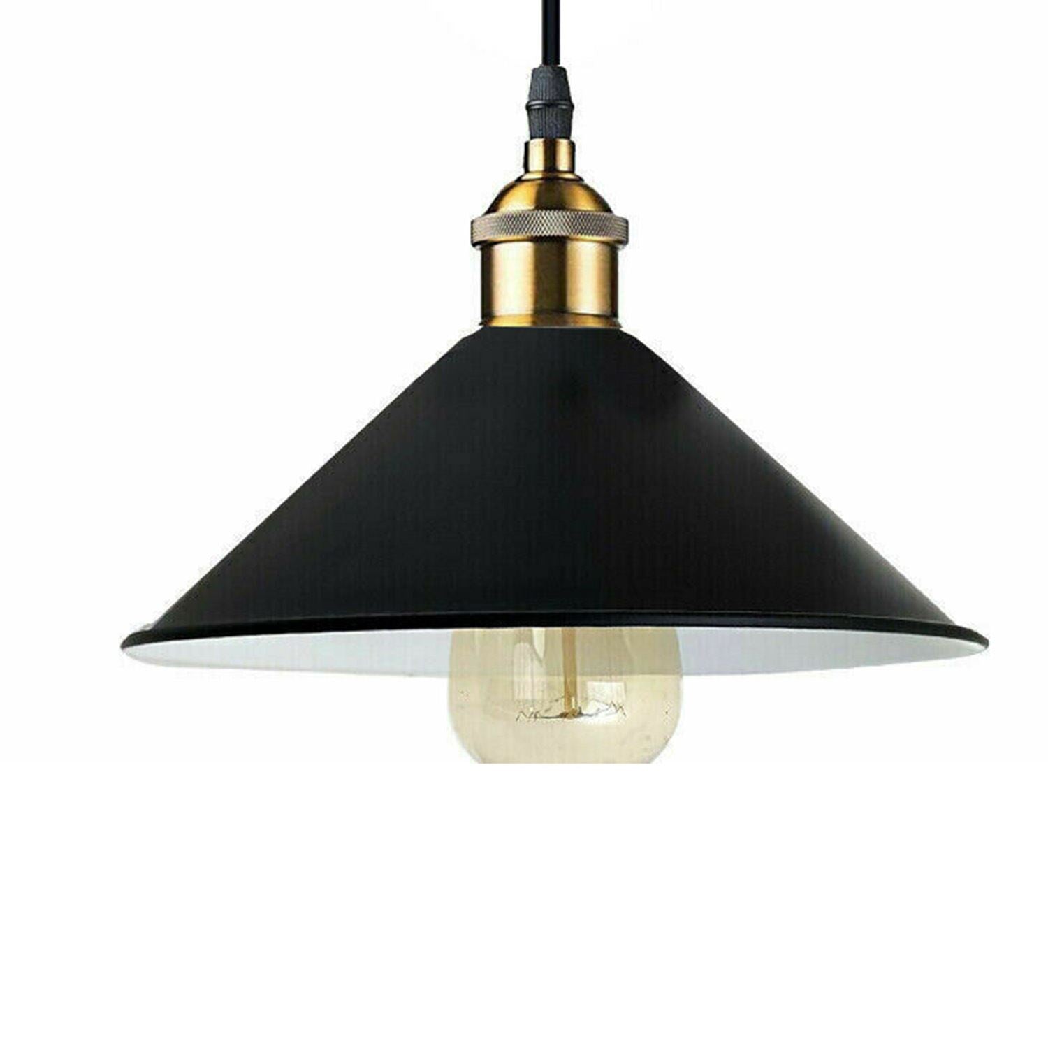 Retro Industrial Black Ceiling Pendant Light Metal Lamp Shade With 95cm Adjustable Cable~1354 - LEDSone UK Ltd