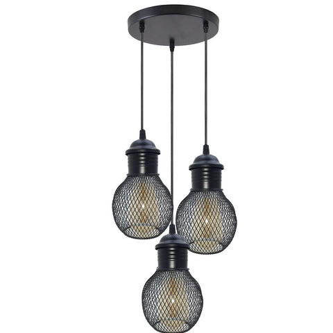 3 tête moderne Vintage industriel rétro Loft Cage plafonnier abat-jour suspension ~ 1325