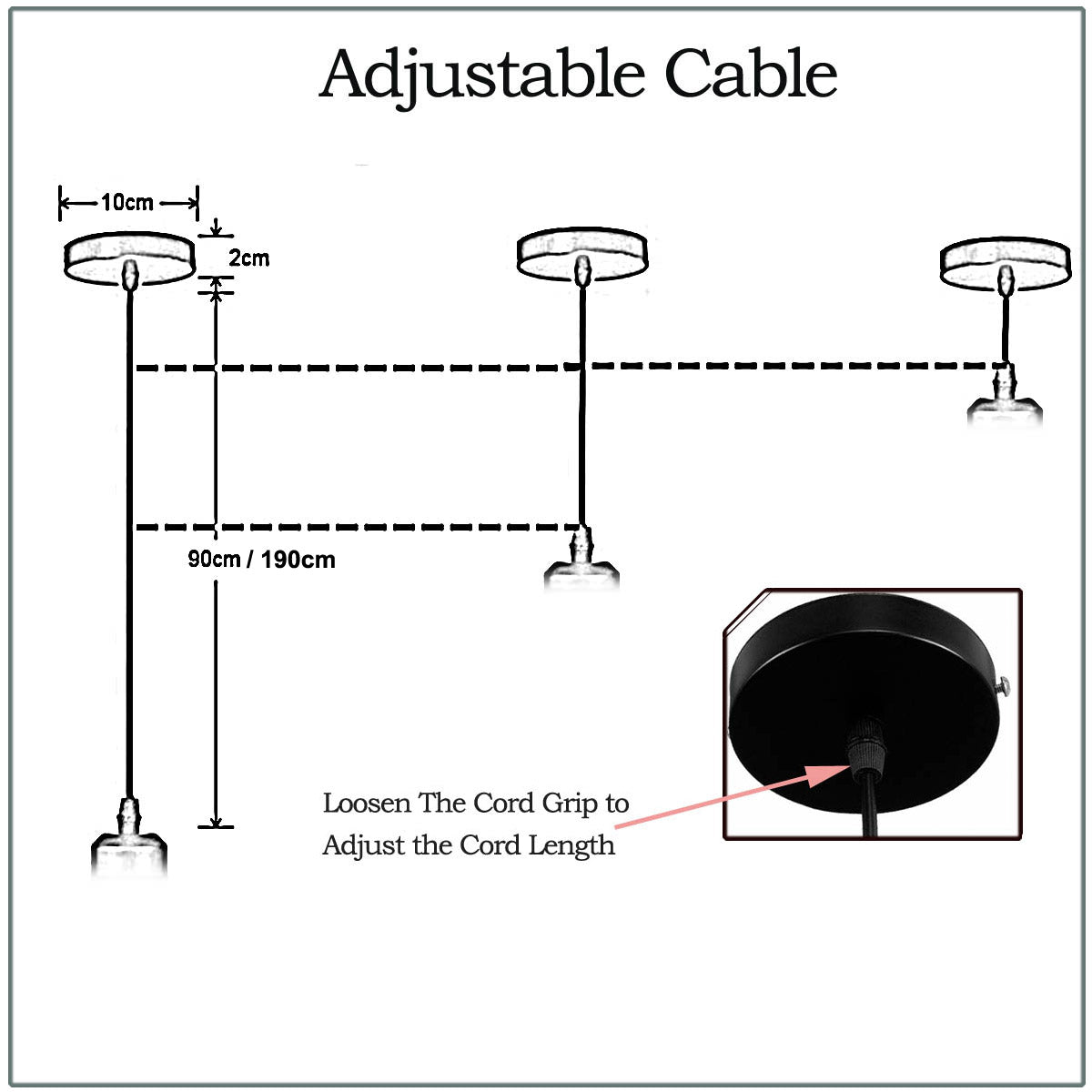 1m Black Twisted Cable E27 Base Shiny Black Holder~1713 - LEDSone UK Ltd