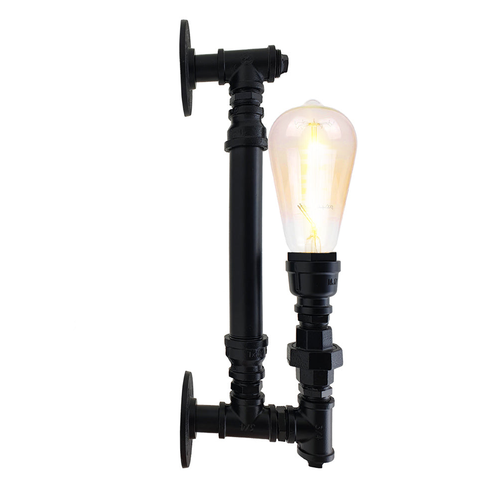 Black Steel Pipe Wall Vintage Industrial Retro Style Lamp Light~2815 - LEDSone UK Ltd