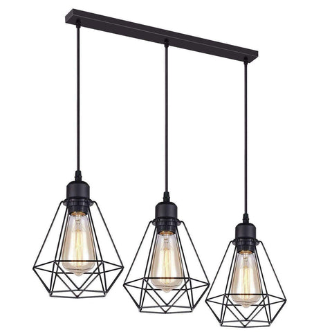 Lampe suspendue rétro à 3 têtes pour Loft, plafonnier avec ampoules ~ 2563