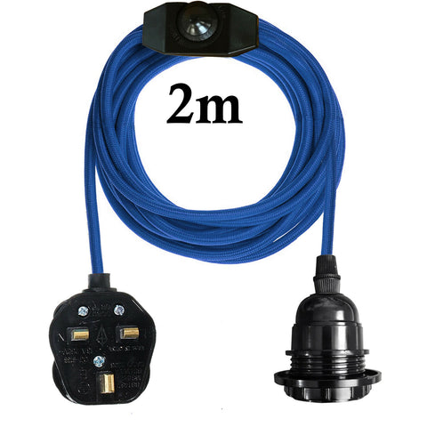 2M UK Plug-in Vintage E27 variateur tissu pendentif support de lumière avec ampoule gratuite ~ 1267