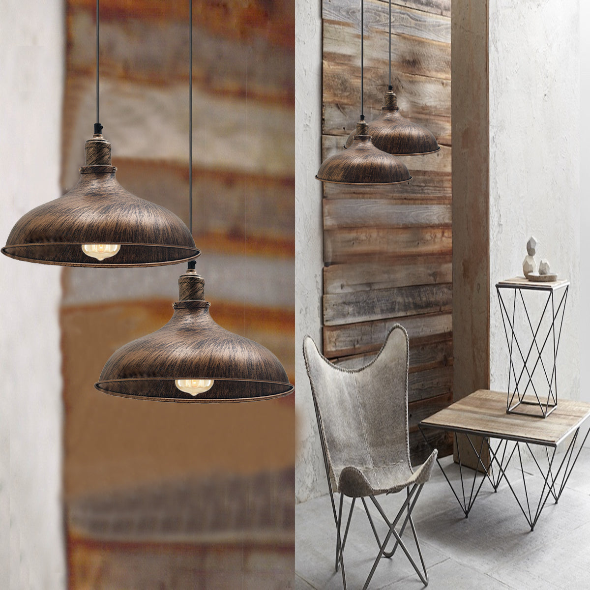 Brushed Copper Industrial Retro Ceiling Pendant Light