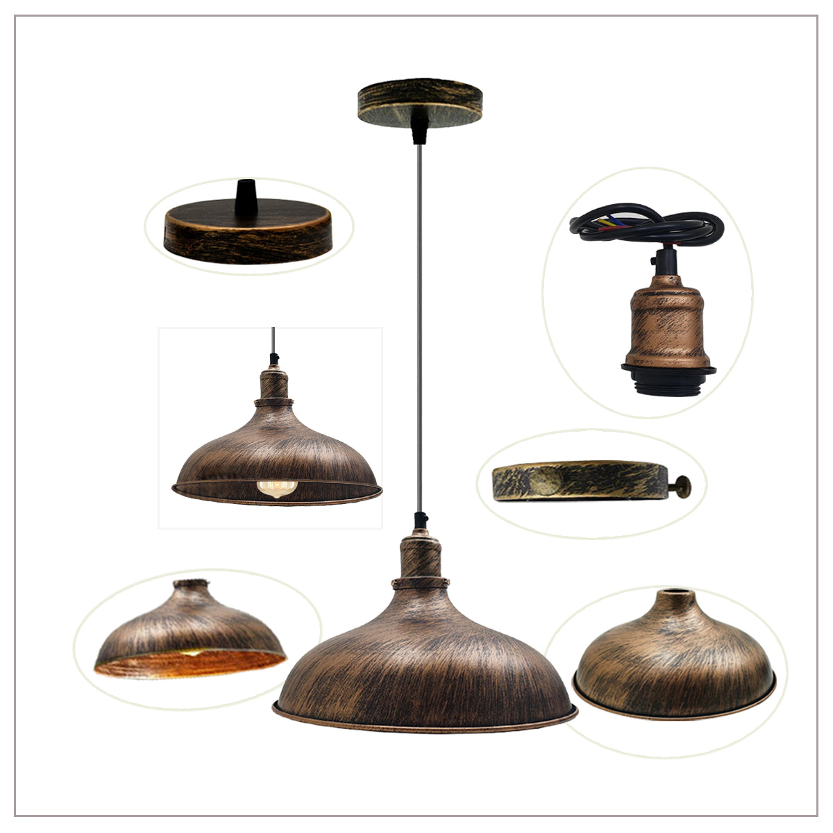 Brushed Copper Industrial Retro Ceiling Pendant Light