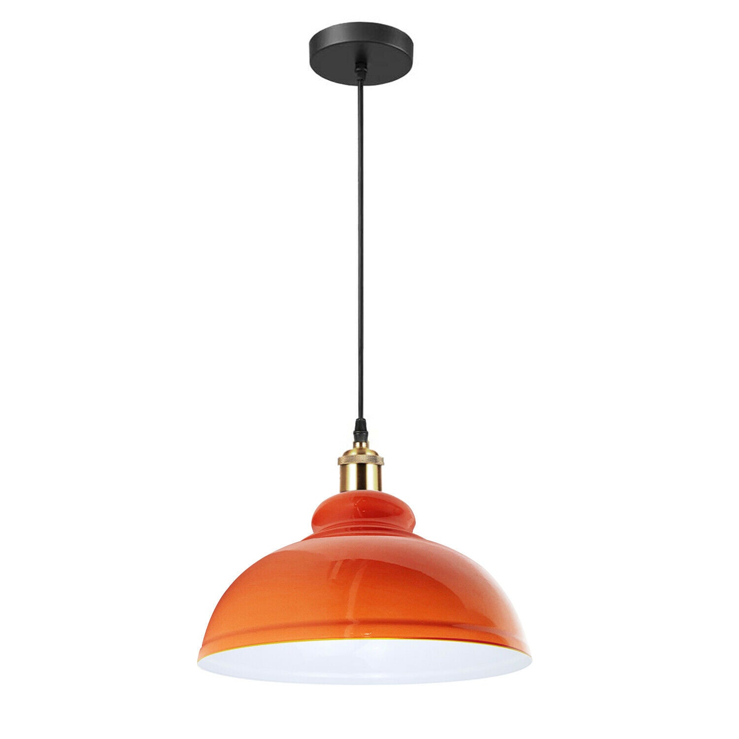 Vintage Modern Orange Metal Shade Ceiling Pendant Light Indoor Light Fitting With 95cm Adjustable Wire~1271 - LEDSone UK Ltd