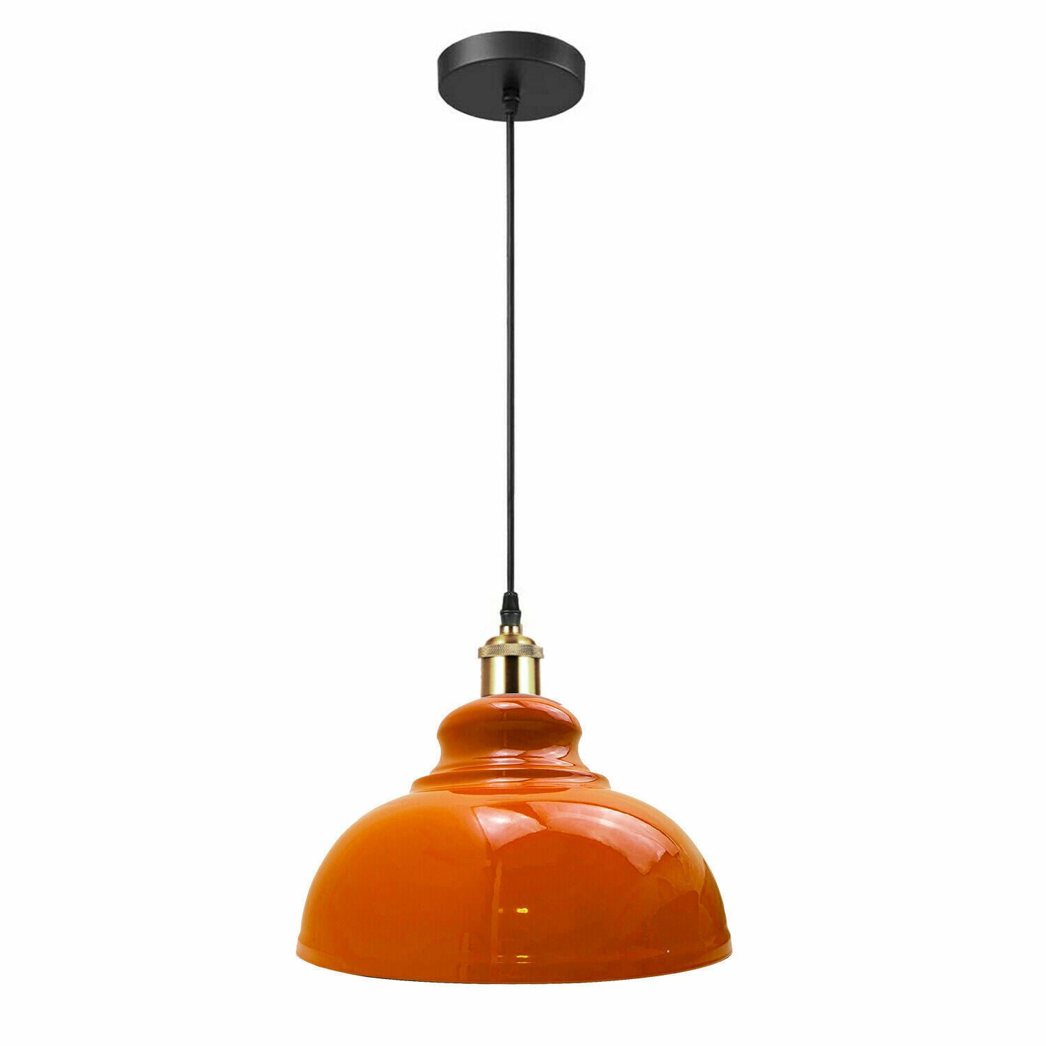 Vintage Modern Orange Metal Shade Ceiling Pendant Light Indoor Light Fitting With 95cm Adjustable Wire~1271 - LEDSone UK Ltd