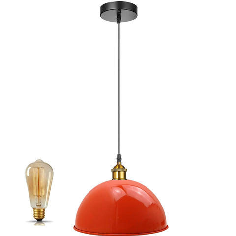 Plafonnier suspendu Vintage et moderne en métal Orange, luminaire d'intérieur avec fil réglable de 95cm, ~ 1271