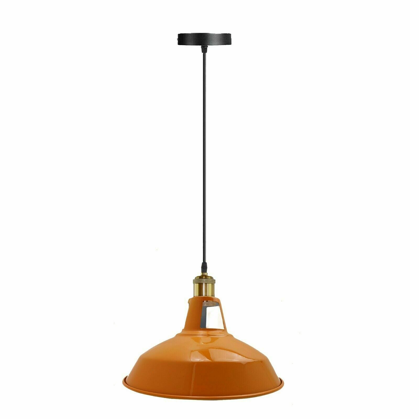 Vintage Modern Orange Metal Shade Ceiling Pendant Light Indoor Light Fitting With 95cm Adjustable Wire~1271 - LEDSone UK Ltd