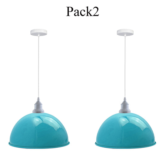 2 Pack Vintage Industrial Ceiling Light Blue Pendant Light Retro Loft Style Metal Shade Lamp~3572 - LEDSone UK Ltd