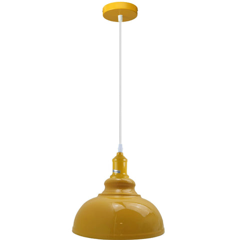 Lustre jaune italien moderne, luminaire suspendu Vintage, éclairage de plafond industriel, Base E27, dôme incurvé, ~ 3631