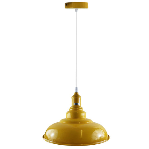 Lustre jaune italien moderne, suspension vintage, abat-jour industriel, éclairage de plafond suspendu, idéal pour salle à manger, bar, clubs et restaurants, base E27, grande grange ~ 3630
