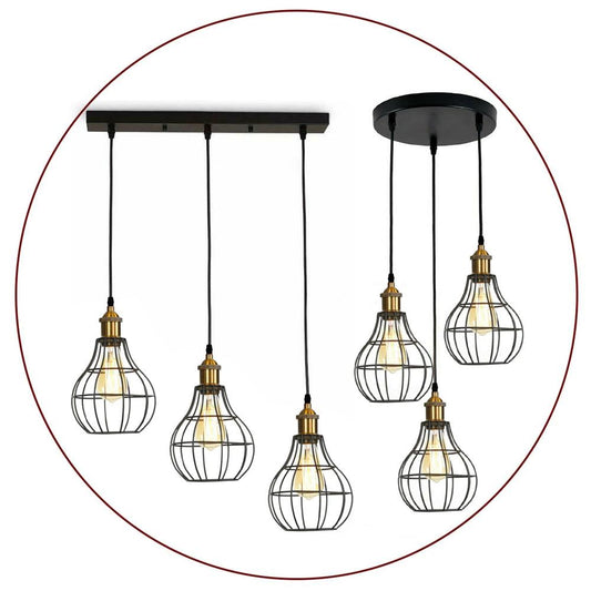 Vintage Modern Industrial Wire Cage Style Retro Ceiling Pendant Light 3 Head Ceiling Lamp