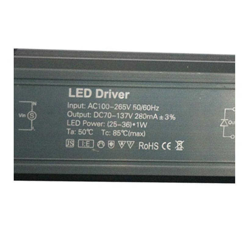 25-36W 280mAmp DC 70V-137V Waterproof Constant Current LED Transformer - Shop for LED lights - Transformers - Lampshades - Holders | LEDSone UK