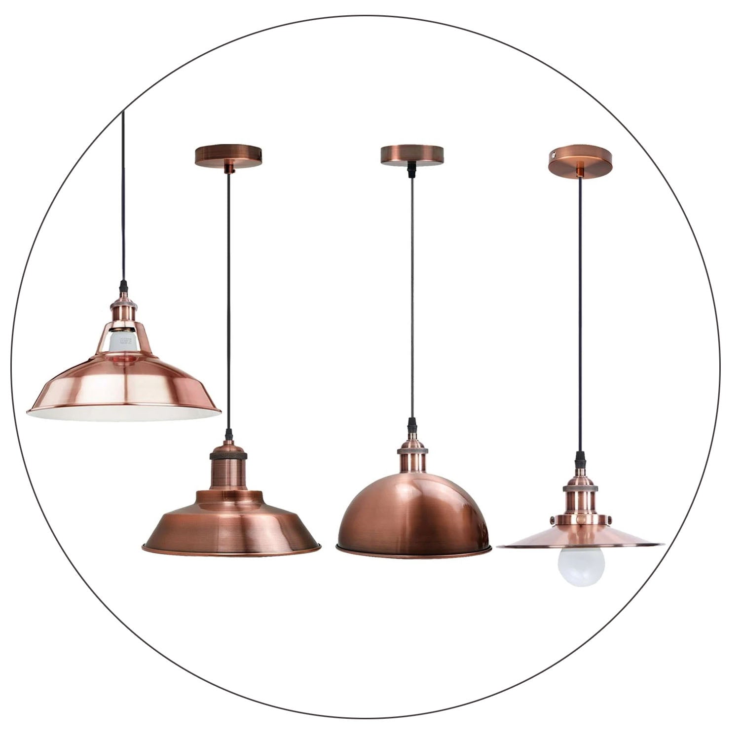 vintage industrial metal retro ceiling pendant light copper shade~1297 - LEDSone UK Ltd