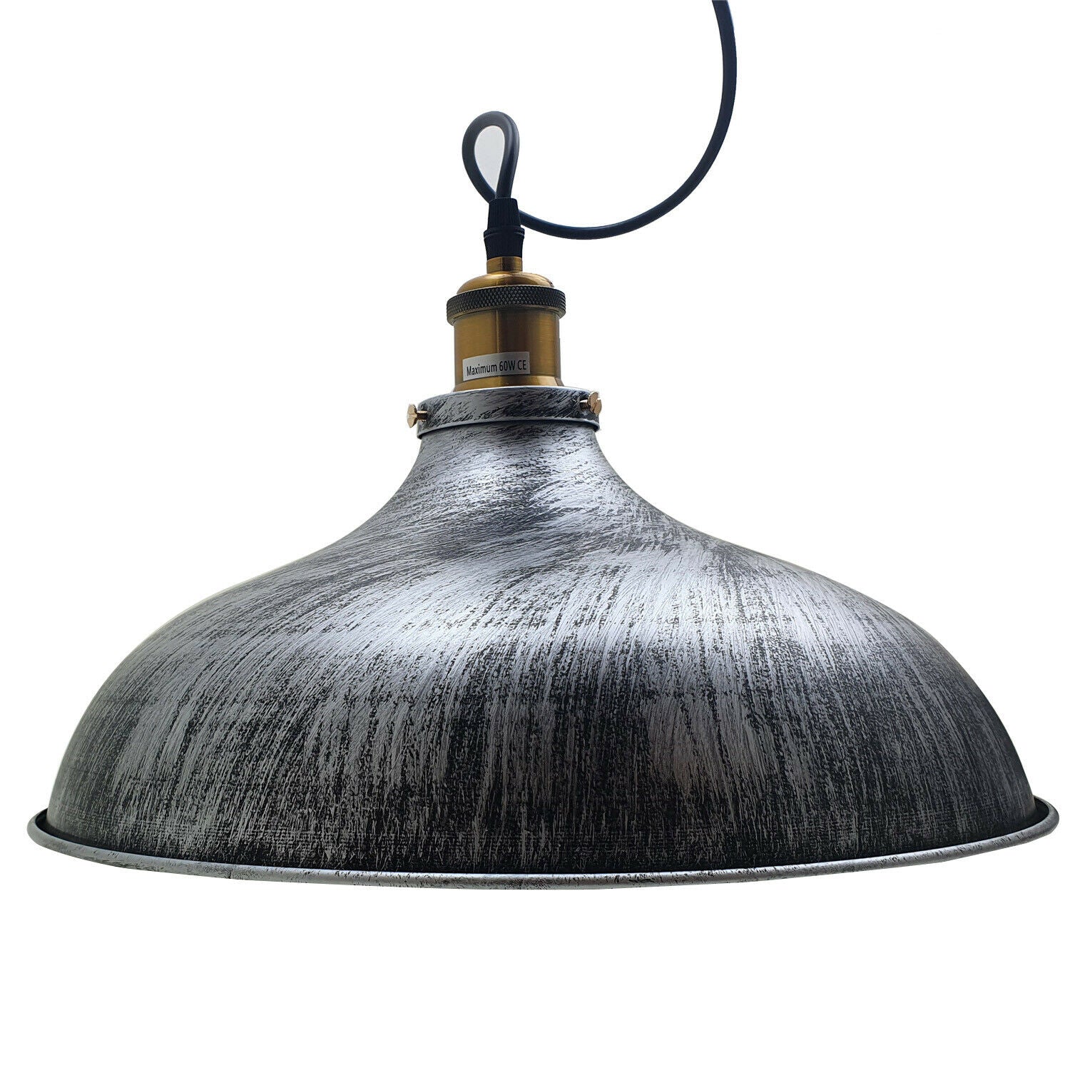 Brushed Silver Metal Industrial Hanging Pendant Lighting Adjustable Hanging Barn Light~1952 - LEDSone UK Ltd