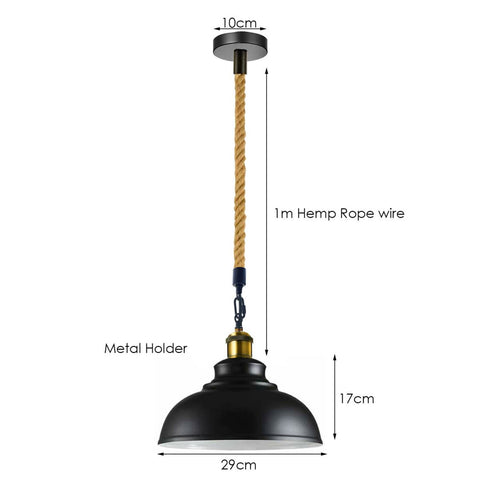 Lampe suspendue de plafond en métal, lampes rétro suspendues en chanvre moderne ~ 1641
