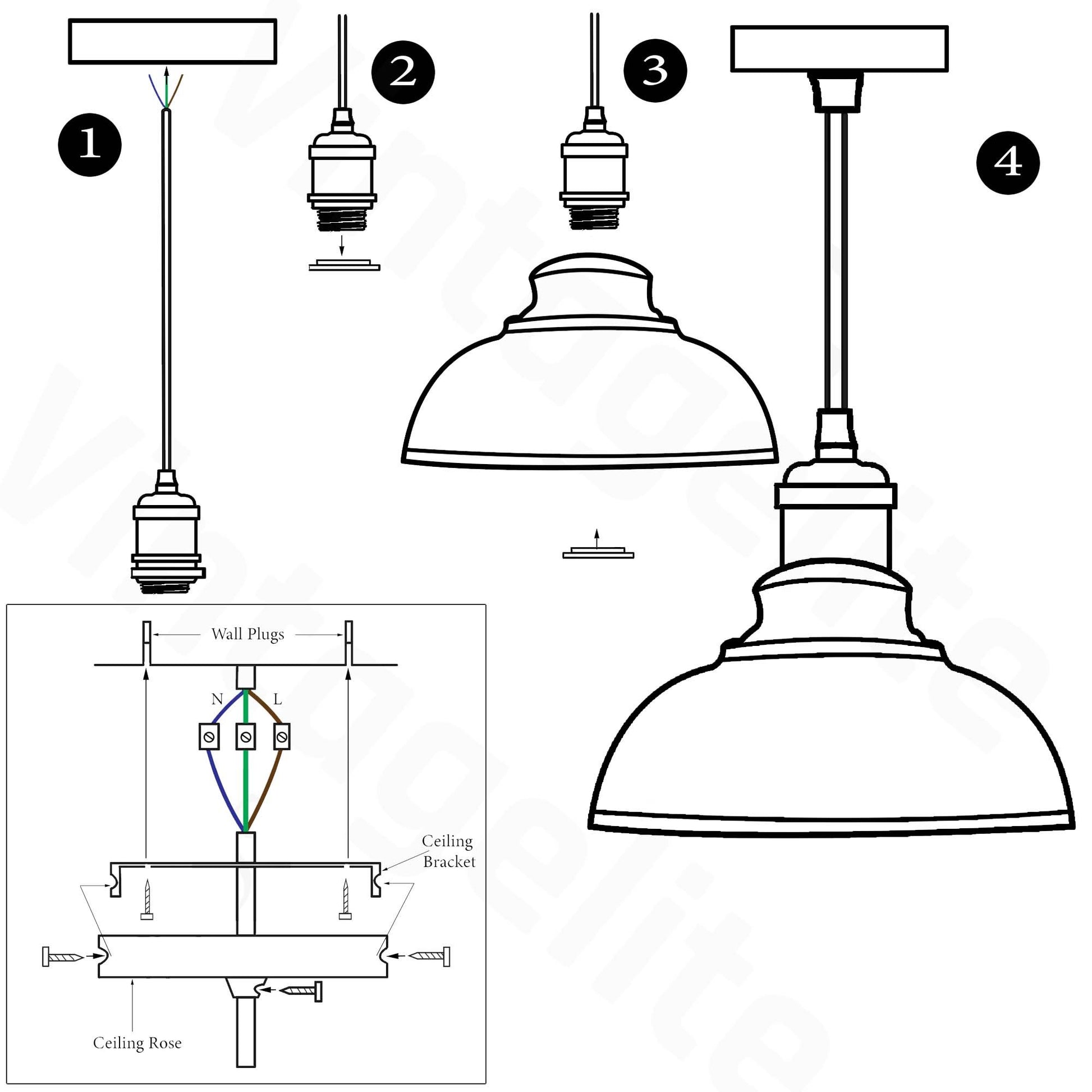 Retro Pendant Light Shade Vintage Industrial Ceiling Lighting LED Restaurant Loft With Free Bulb~2101 - LEDSone UK Ltd