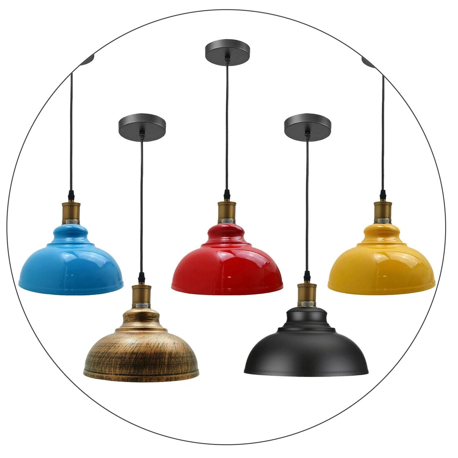 Vintage Industrial Metal Ceiling Pendant Shade Modern Hanging Retro Lights~1292 - LEDSone UK Ltd