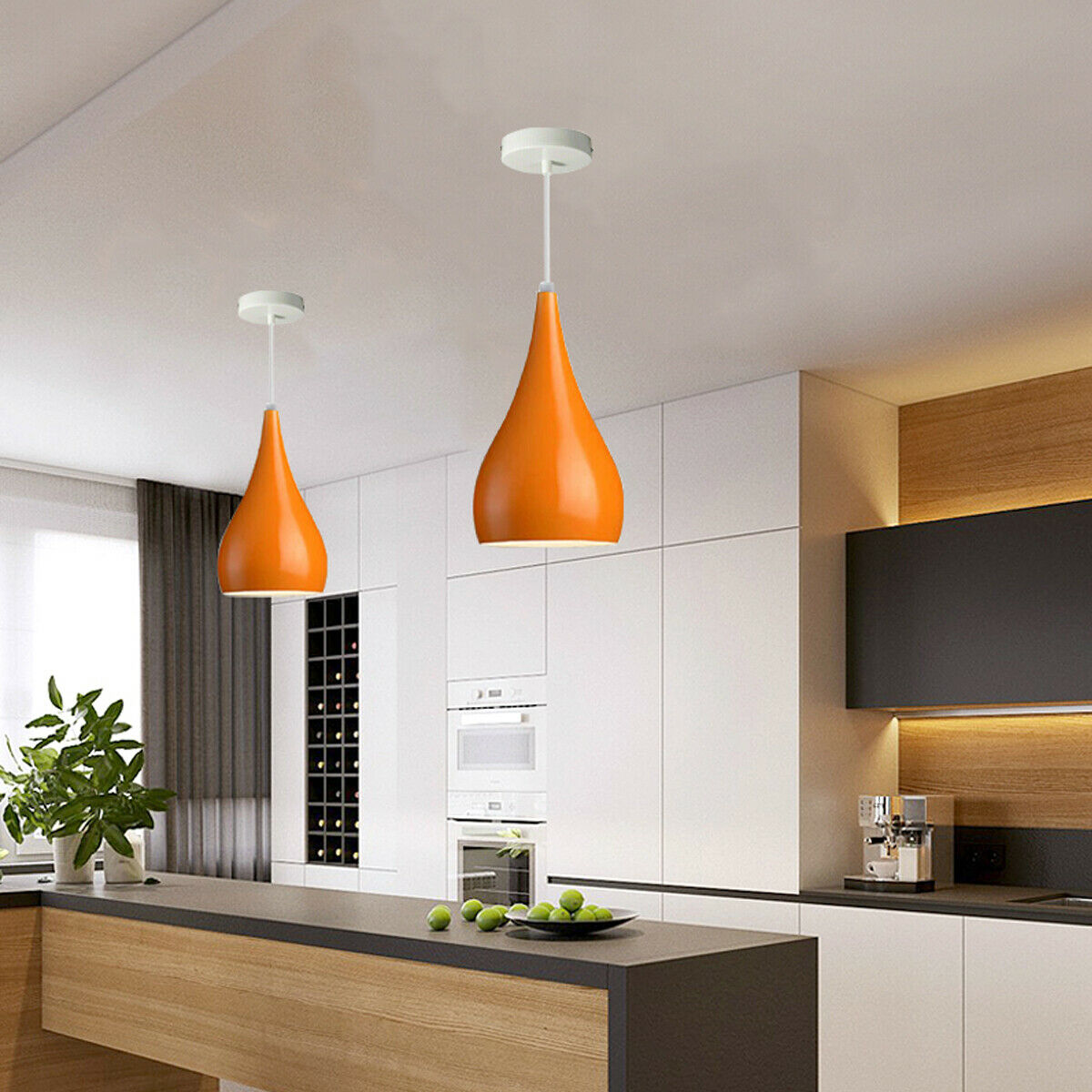 orange pendant light for kitchen island 