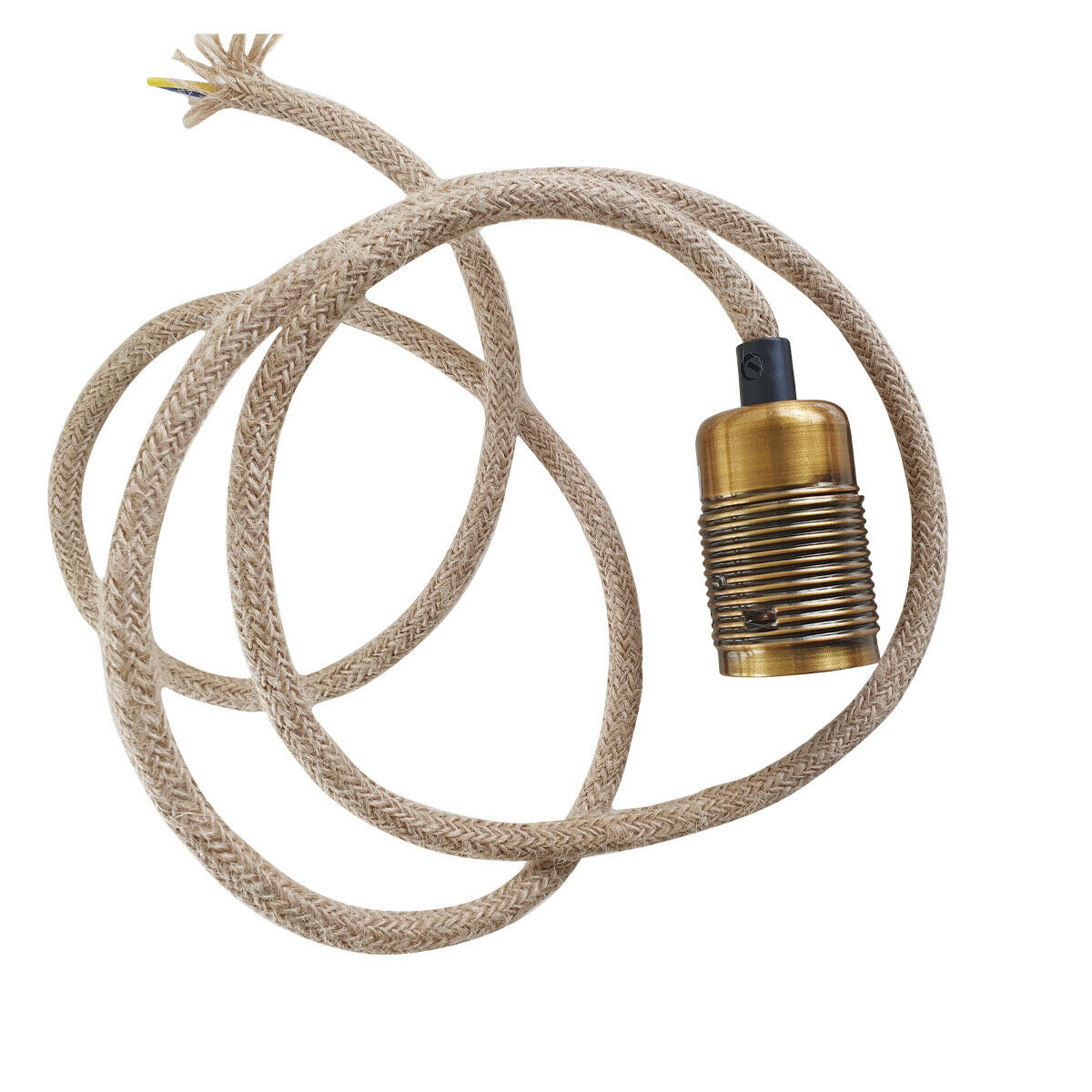 Yellow Brass E27 Vintage Industrial Loft Hemp Rope Pendant Light~3125 - LEDSone UK Ltd