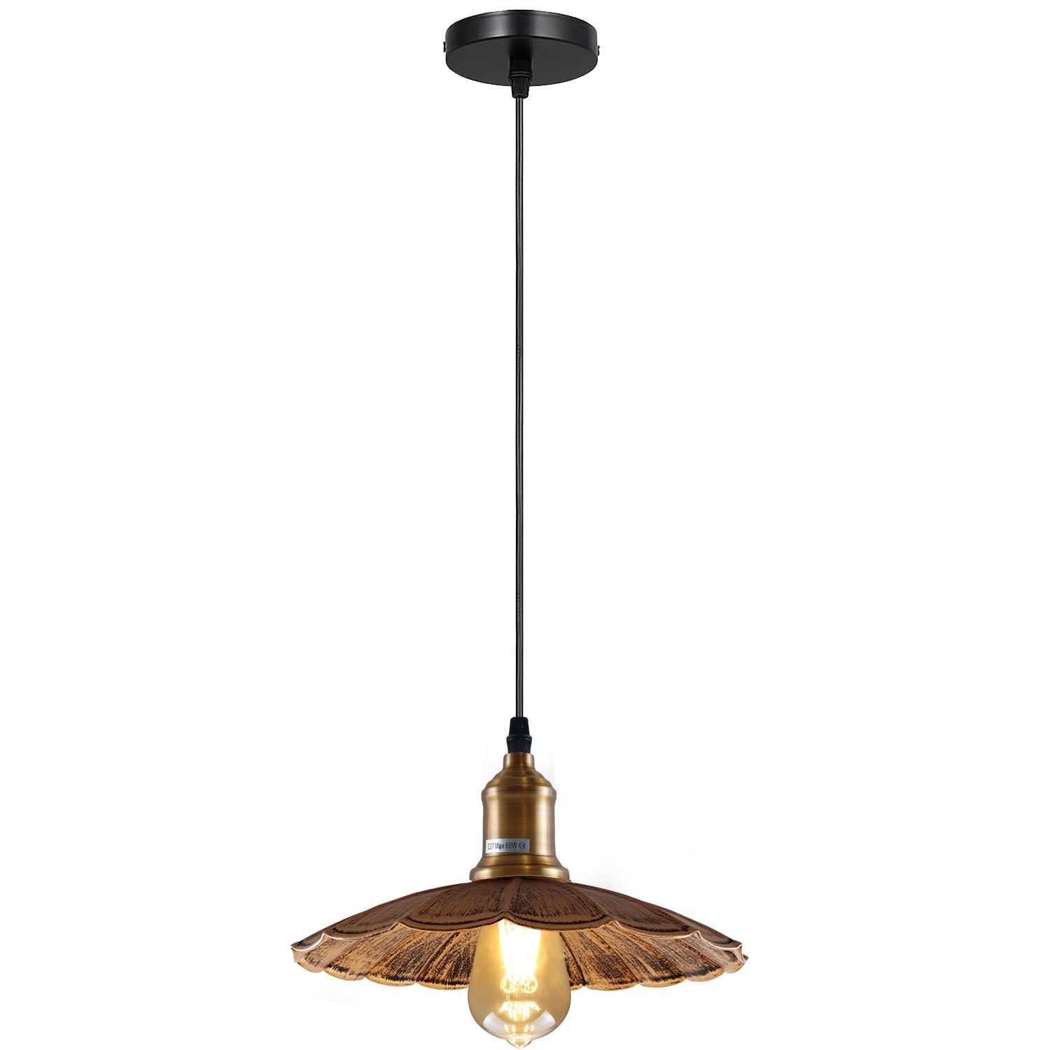 Brushed Copper Wavy Metal Ceiling Pendant Light~1484 - LEDSone UK Ltd