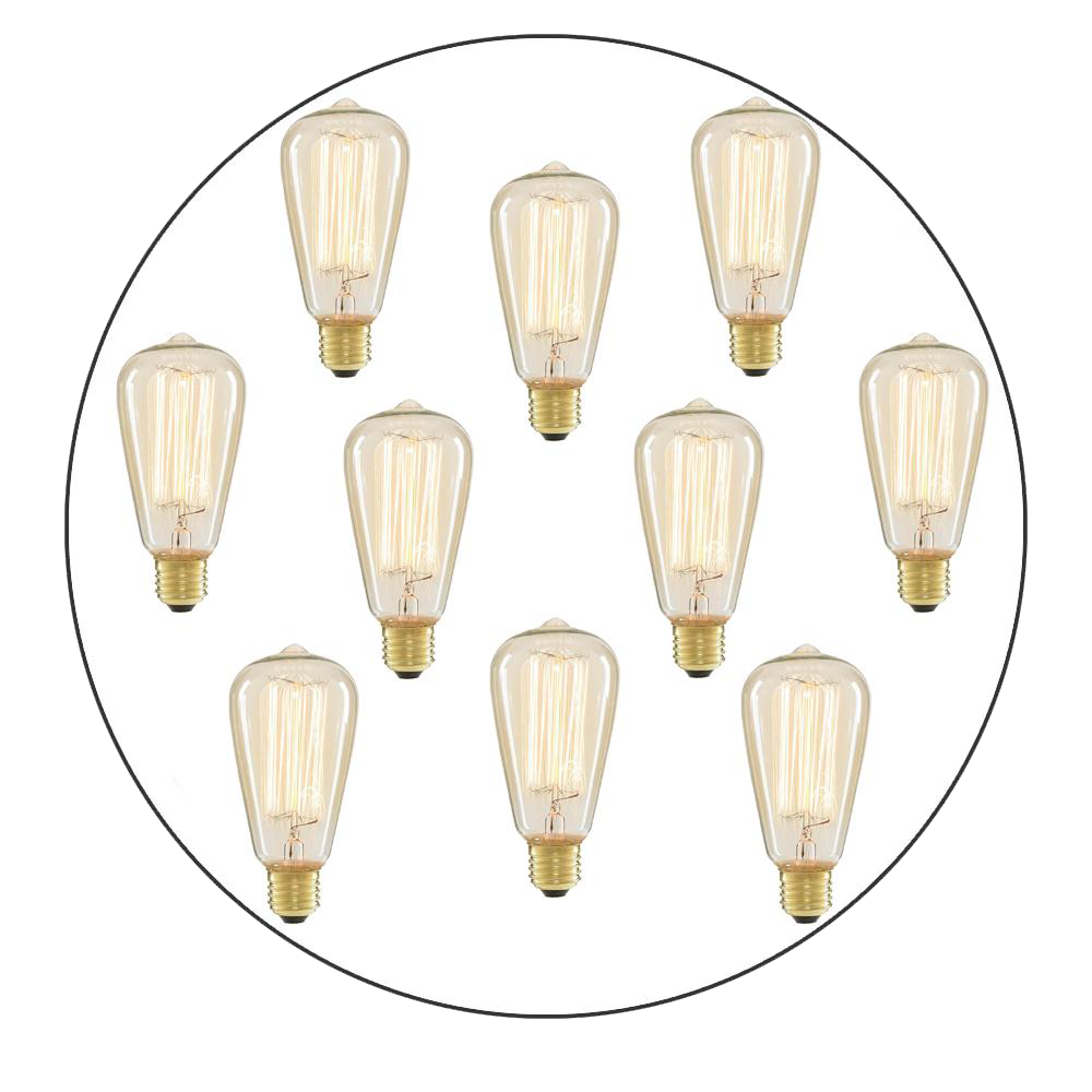 10 x ST64 E27 60W Vintage Antique Retro Edison Lamp Light Bulbs Filament 220V UK~2184